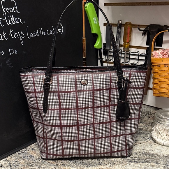 Coach Peyton Glen plaid coated canvas tote - Picture 1 of 11